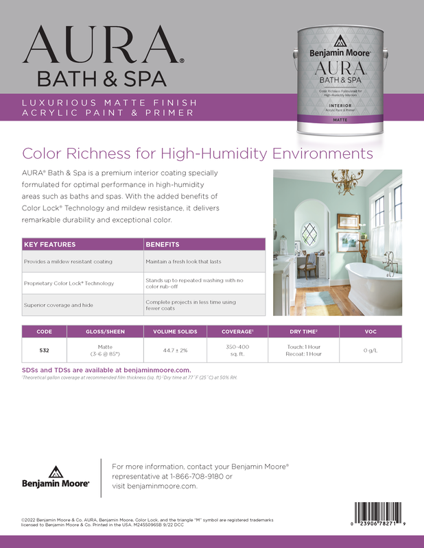 AURA Bath + Spa product sheet